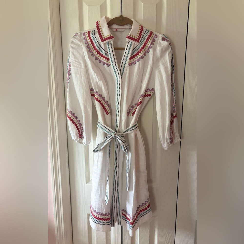 White Dress with Floral Embroidery